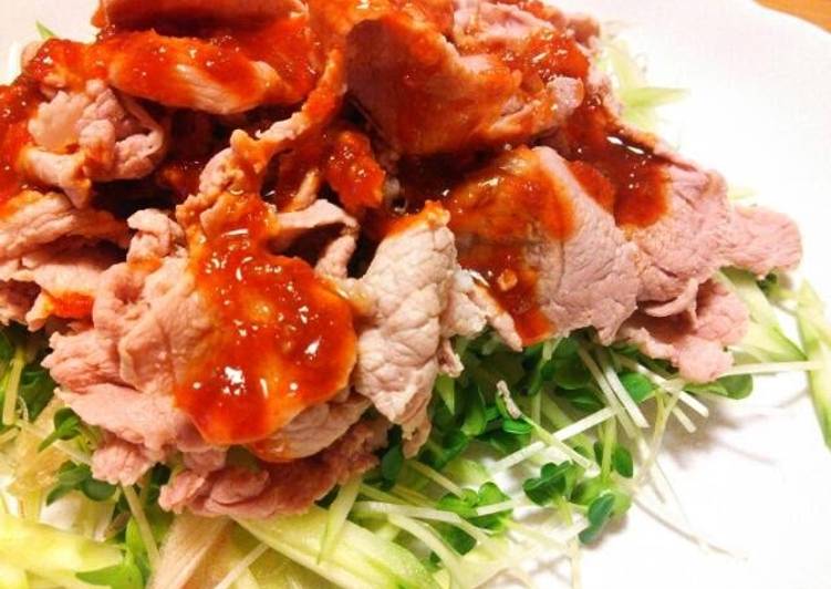 Boiled Pork with Korean Style Red Chili & Vinegar Miso Sauce