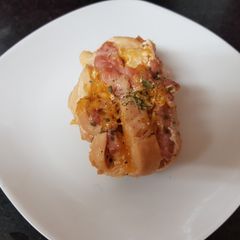 My Bacon Lardens and smoked cheese stuffed Chicken Breast A picture of My Bacon Lardens and smoked cheese stuffed Chicken Breast.