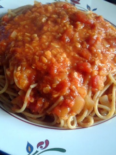 A picture of Red Lentil Spaghetti.