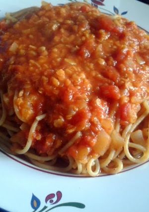 A picture of Red Lentil Spaghetti.