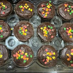 A picture of Devils Food Cupcakes.