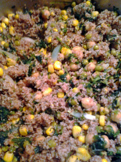 A picture of bulgur and vegetables.