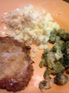 A picture of baked pork chops.