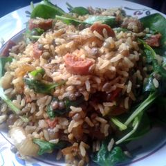A picture of Curried Brown Rice, Lentil & Chorizo Salad.