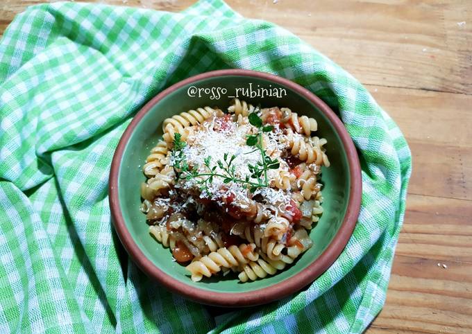 Fusilli con melanzana bianca