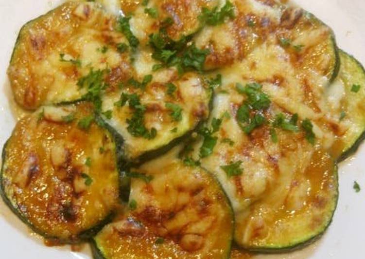 Steps to Prepare Super Quick Zucchini with Miso Sauce Baked with Cheese