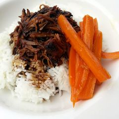 A picture of Pulled Pork On Rice.