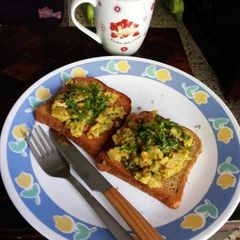 Akuri on Toast - a dish made famous by the Parsi community A picture of Akuri on Toast - a dish made famous by the Parsi community.