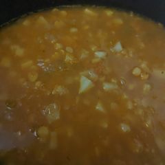 Yellow split pea soup A picture of Yellow split pea soup.