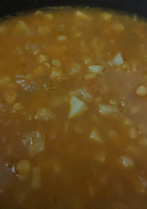 A picture of Yellow split pea soup.
