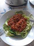 Zucchini Spagueti con salsa bolognesa casera