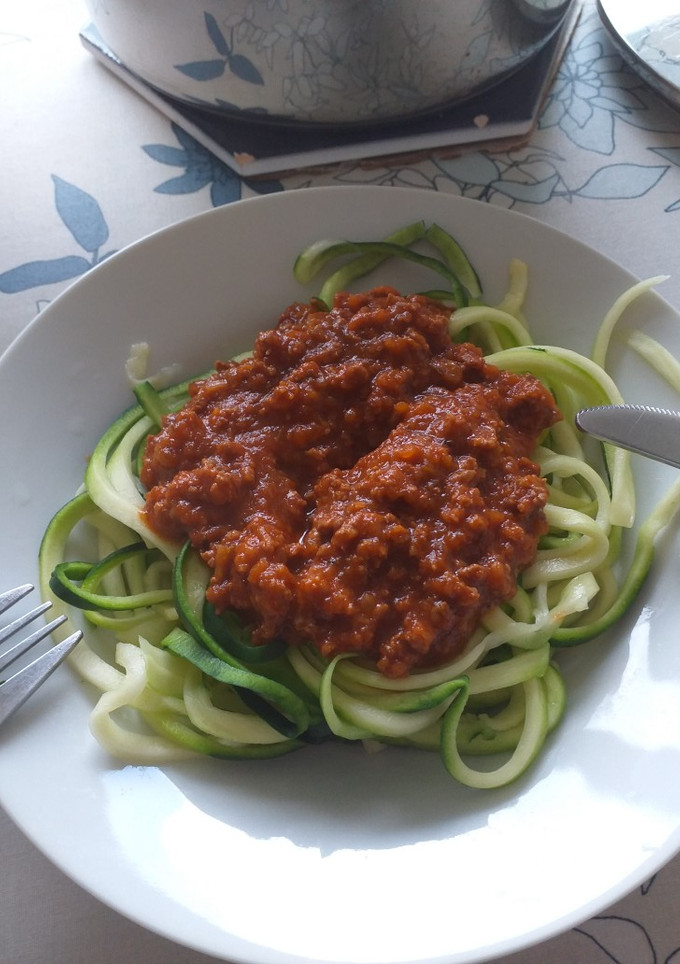 Una foto de Zucchini Spagueti con salsa bolognesa casera