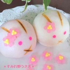 A picture of Cute Rabbit Steamed Buns for Cherry Blossom Viewing.