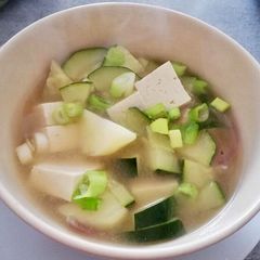 A picture of Doenjang Jjigae (Korean soybean paste soup).