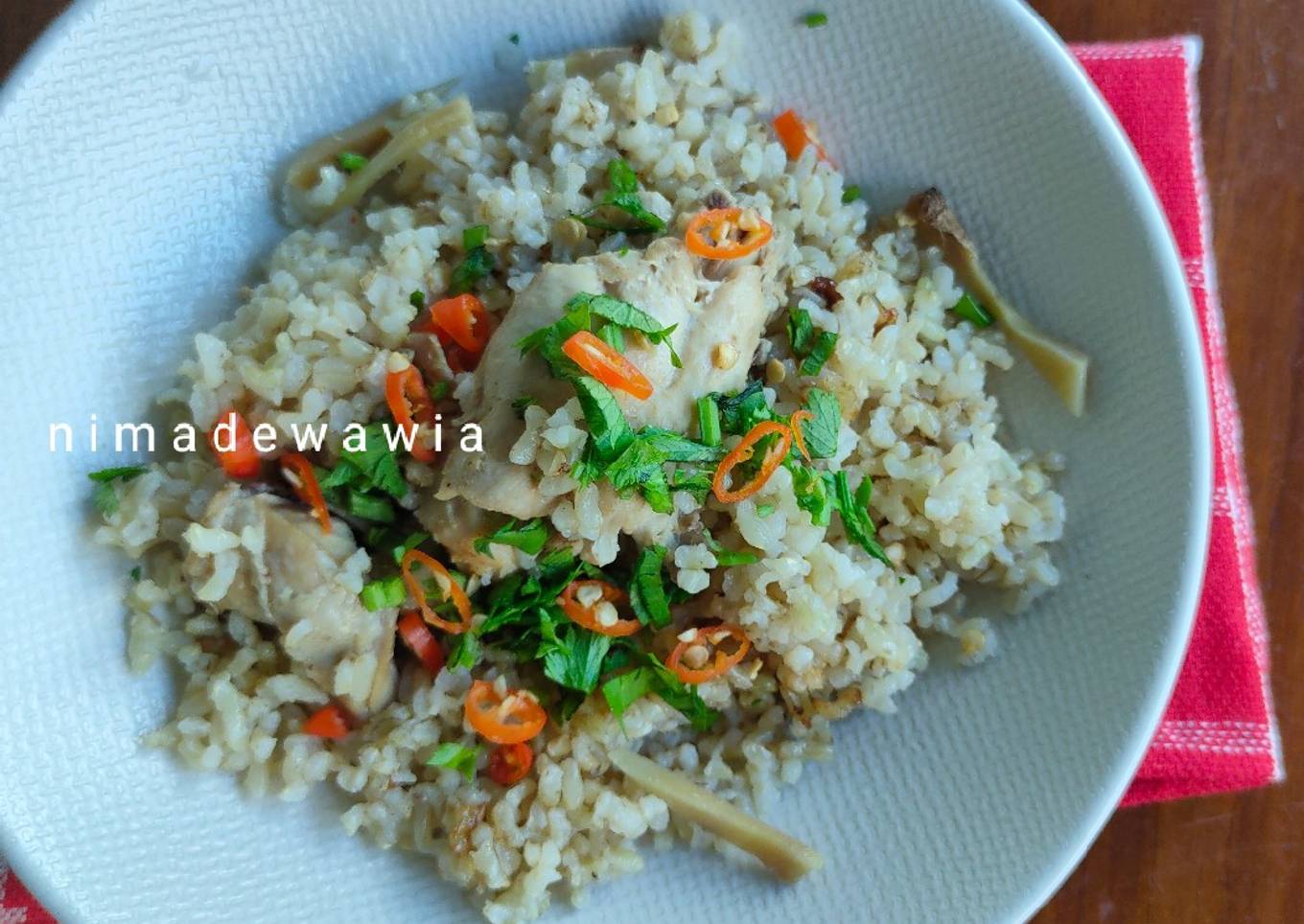Nasi Ayam Hainan Khas Singapore (Beras Coklat Organik)