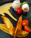 Rollitos de lenguado con salsa de curry