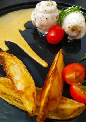 Una foto de Rollitos de lenguado con salsa de curry