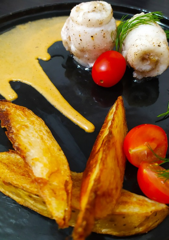 Una foto de Rollitos de lenguado con salsa de curry