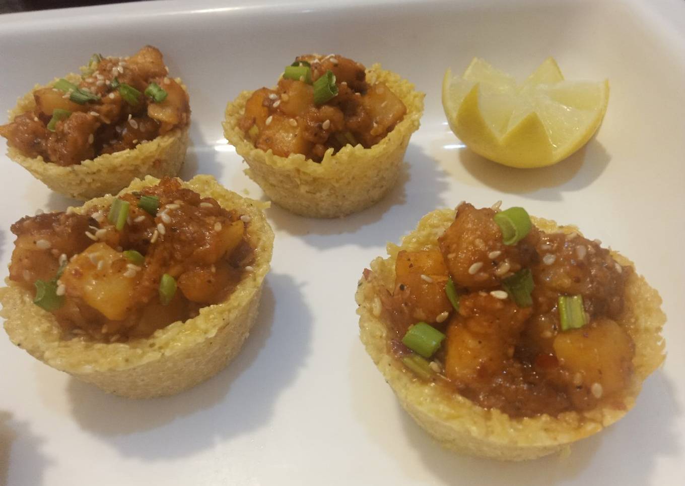 Korean sticky noodles tarts