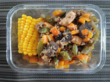 Carne molida con verduras y champiñones