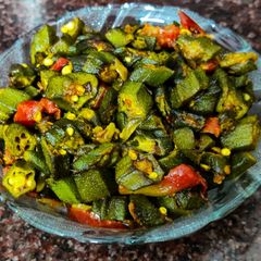 Bhindi fry A picture of Bhindi fry.