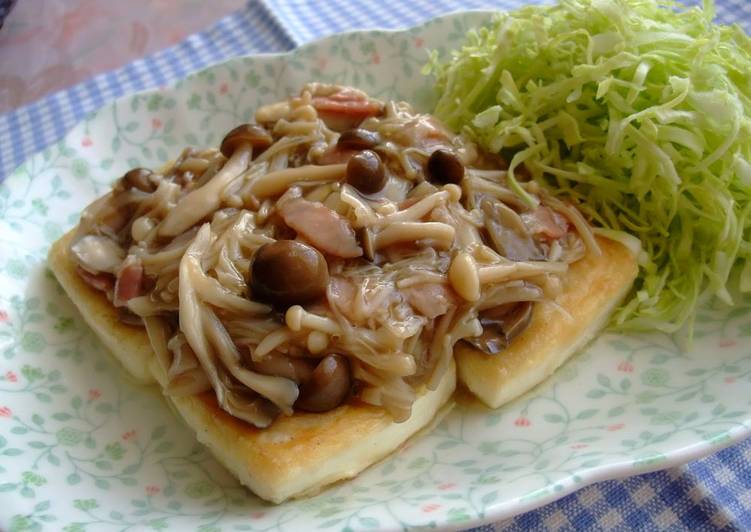 Recipe of Delicious Sautéed Tofu with Lots of Mushrooms