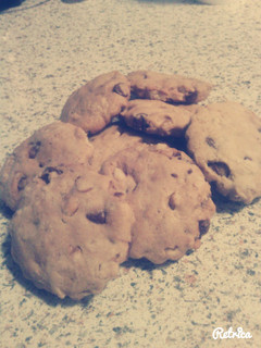 A picture of Chocolate chip nut cookies.