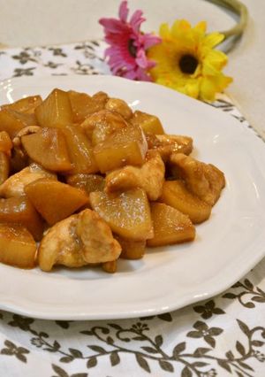 A picture of Re-using the Cooking Liquid From Simmered Pork Belly Cubes Braised Daikon Radish and Chicken.