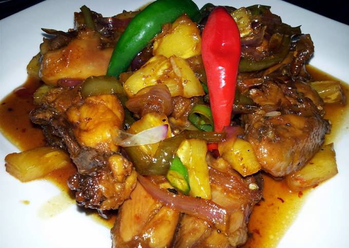 Pam's sweet and spicy chicken with pineapple...