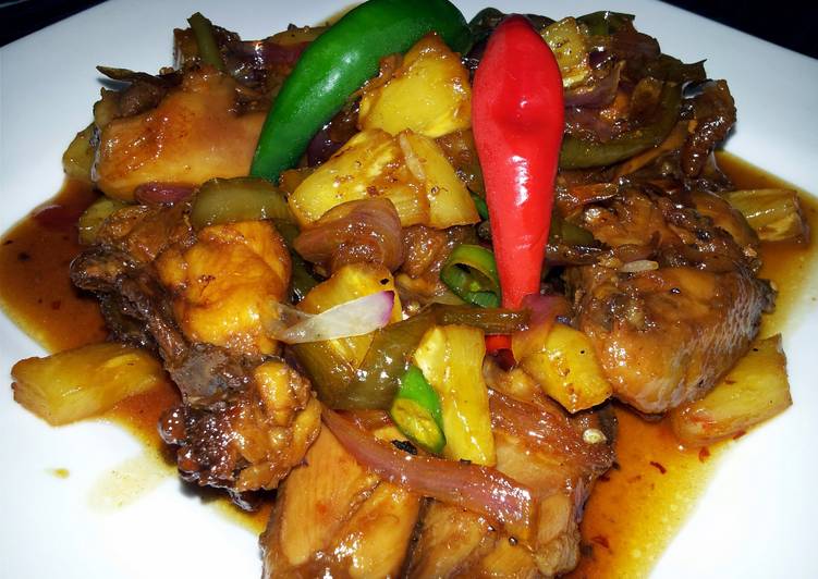 Recipe of Favorite Pam&#39;s sweet and spicy chicken with pineapple…