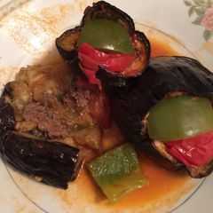 A picture of Eggplants with Surprise Meatballs.