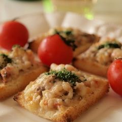 A picture of Great with Wine! Anchovy-Shrimp Toast..