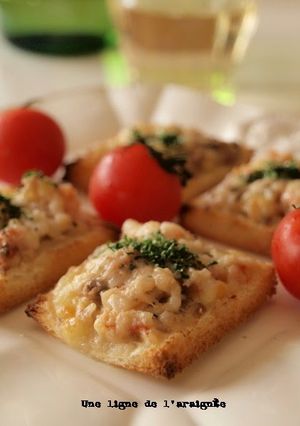 A picture of Great with Wine! Anchovy-Shrimp Toast..