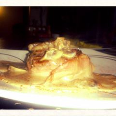 A picture of Filet Mignon with mushrooms sauce.