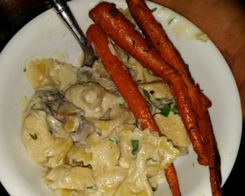 Fresh, Serving Recipe Chicken Alfredo with Mushrooms Delicious Perfect