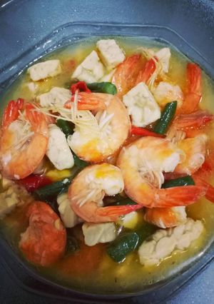 Foto resep Tumis udang, kacang, tempe simple