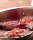 Kansas city Skillet Stake with Merlot and Plum Tomato Salsa