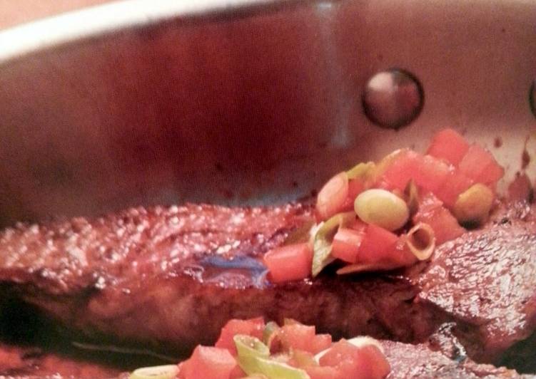 Kansas city Skillet Stake with Merlot and Plum Tomato Salsa