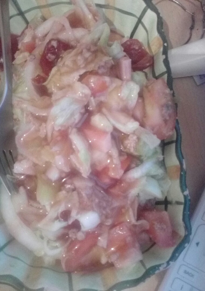 Una foto de Ensalada rica con salsa agridulce