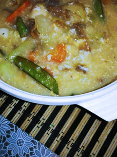 A picture of simple homemade vegetable soup.