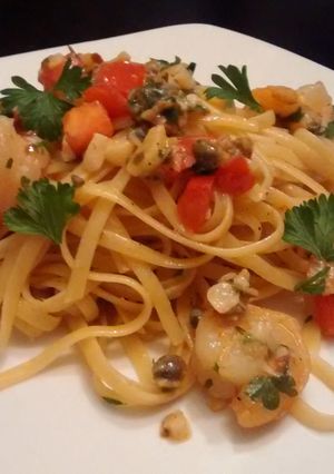 A picture of Shrimp scampi & linguine.