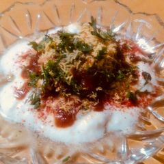 A picture of Dahi Bhalla/Vada with a protein twist!.