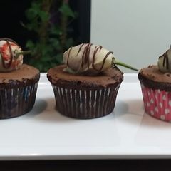 Eggless Choco chips cup cakes filled with melted chocolate A picture of Eggless Choco chips cup cakes filled with melted chocolate.