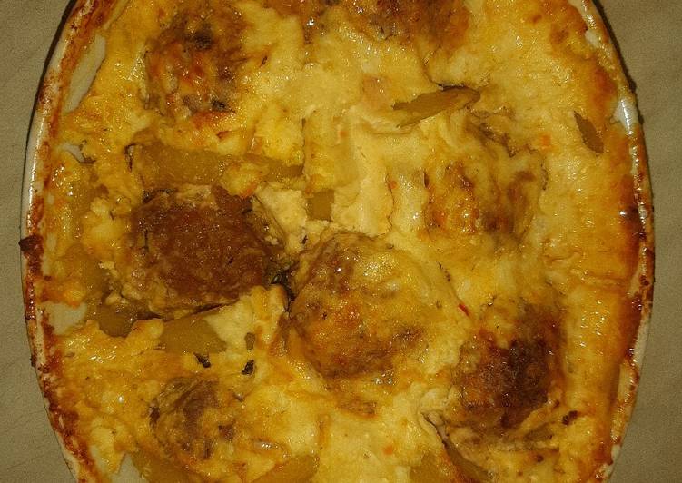 JJ's Potatoes and Meatball Bake-with my twist
