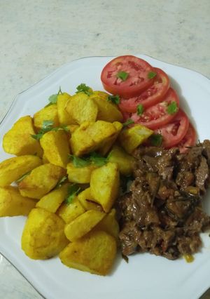 A picture of Tumeric baked potatoes.