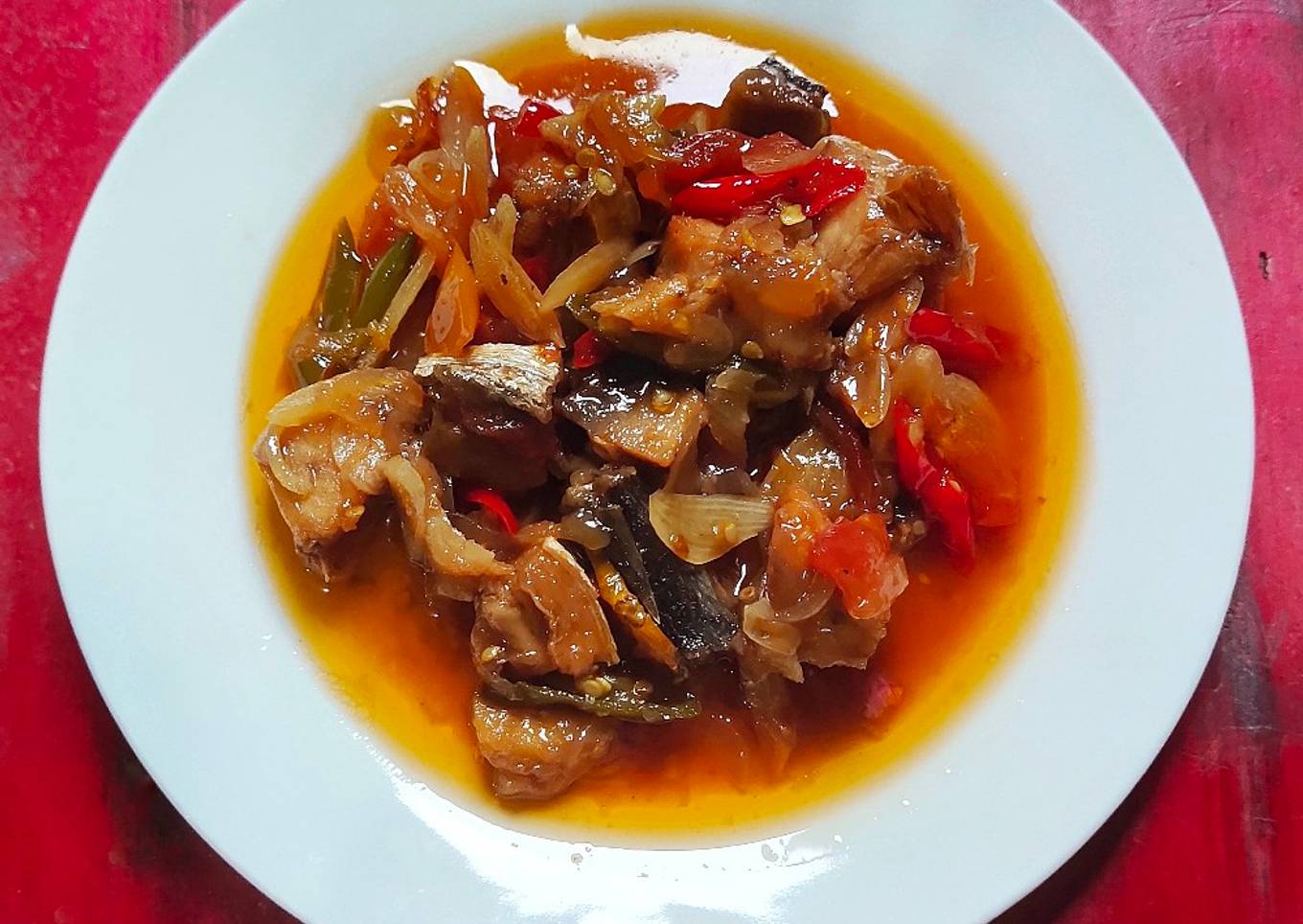 Ikan Asin Telang Masak Asam Manis