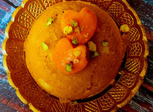A picture of Mango Kesari Sheera.