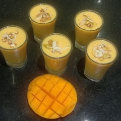 A picture of Mango milk shake shots.