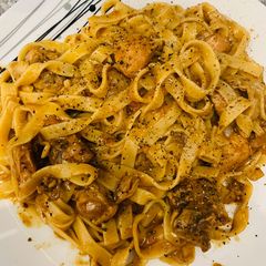A picture of Curry pasta.