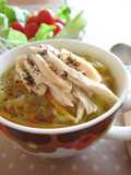 Chicken Tenders and Julienned Vegetable Soup